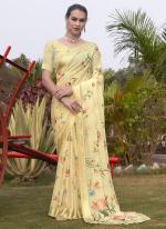 Georgette Yellow Casual Wear Printed Saree